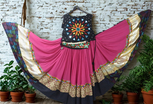 Pink soft ghagra with blouse