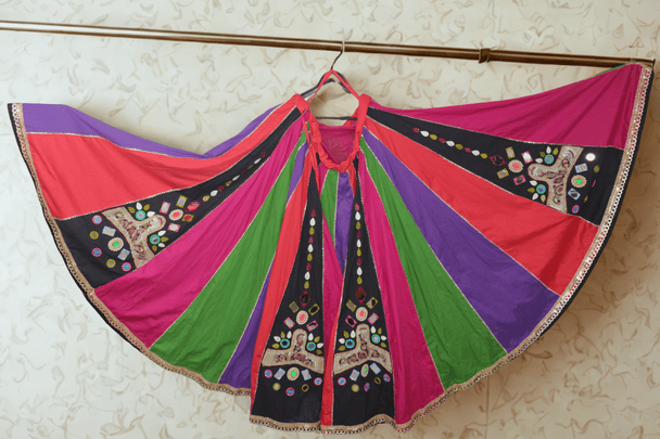 Multi color kali ghagara with hand work