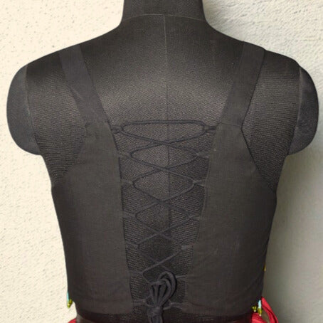 black color blouse with hand work and mirror work