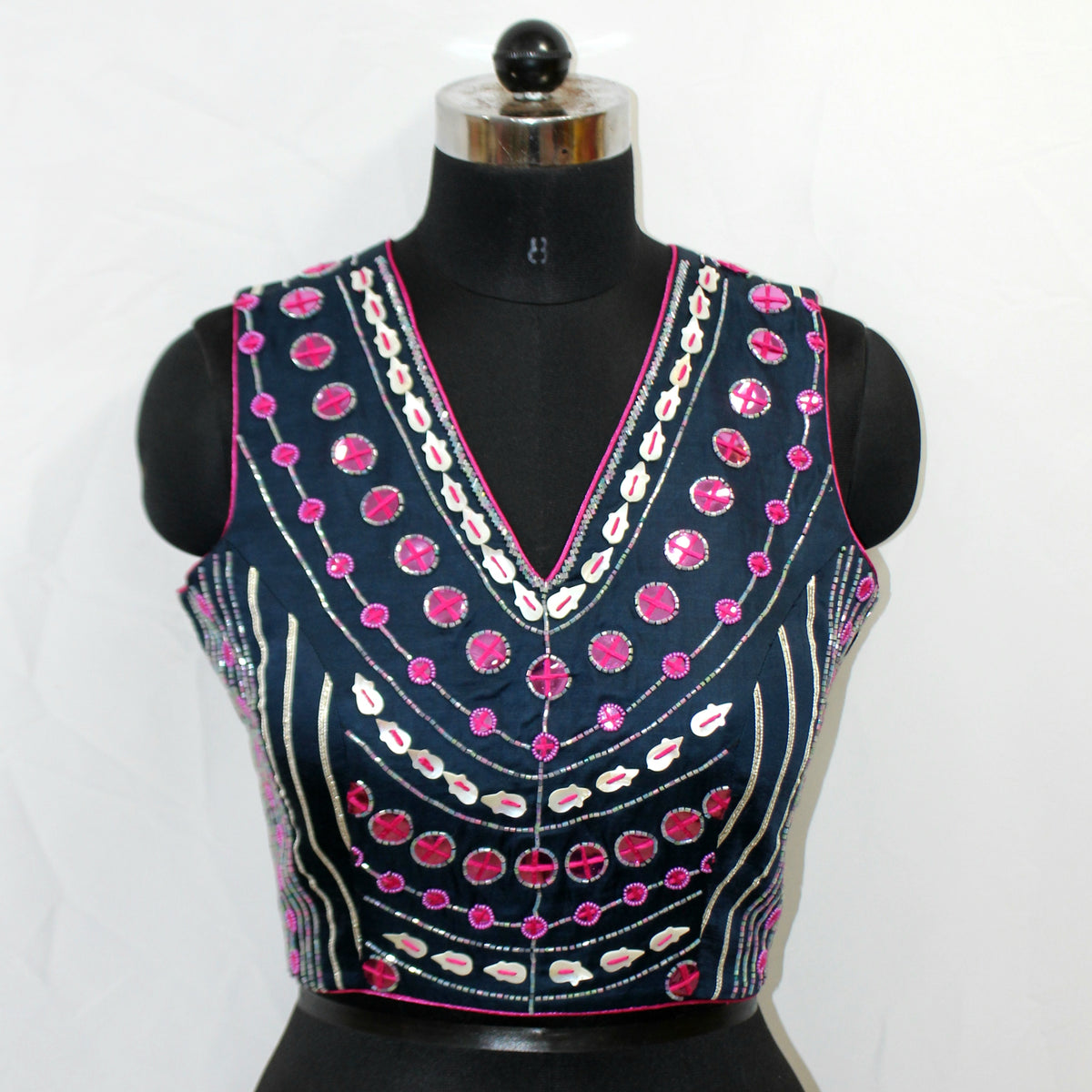Designer Sleeveless Blouse with Hand Embroidery - LABEL KAVITA