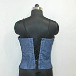 Half Black & Blue Denim Sleeveless Choli Top - image 2