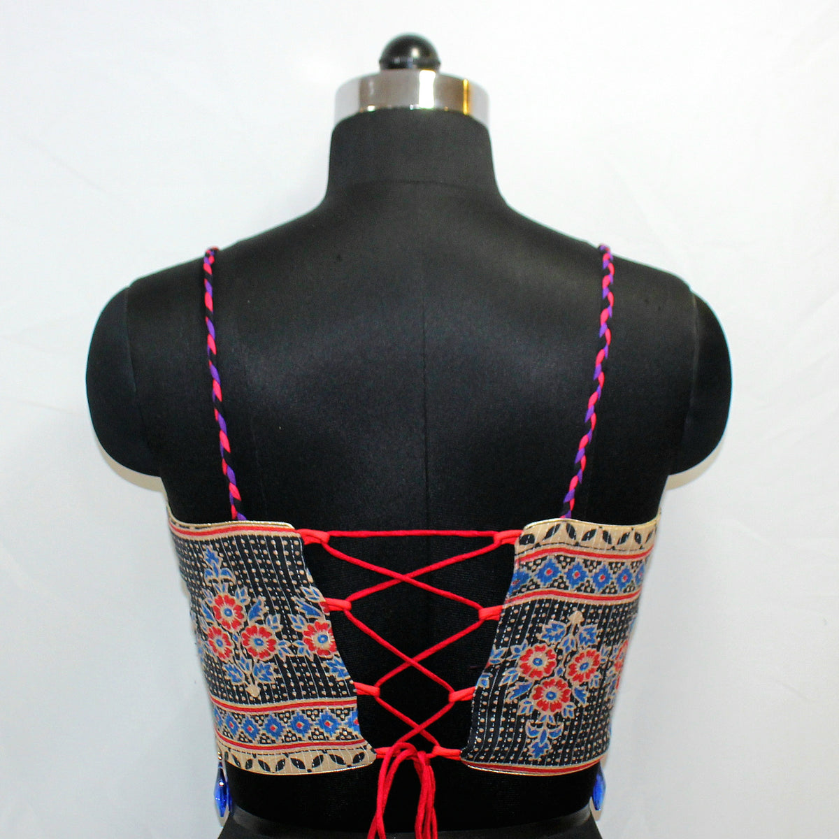 Shoulder Strap Choli with Hand Work & Stone Tassels - image 2
