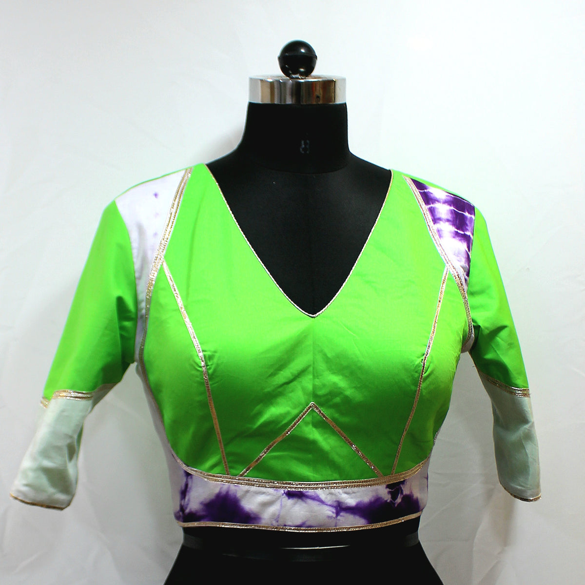 Green Ombre Blouse with Sleeves for Navratri - image 2