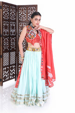 Pastel Blue & Coral Chaniya Choli - image 5