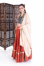 Chaniya Choli with Halter Neck Blouse & Rust Lehenga - LABEL KAVITA