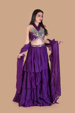 Royal Purple Tiered Lehenga Set - image 5