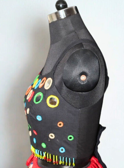 black color blouse with hand work and mirror work