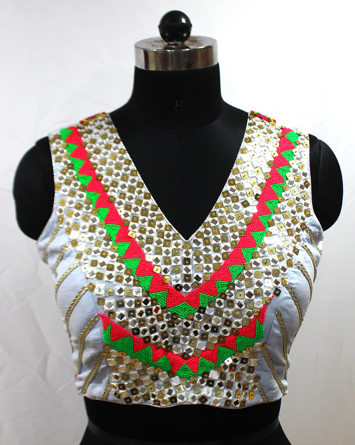 V-Neck Hand Embroidered Blouse Choli for All Occasions - LABEL KAVITA