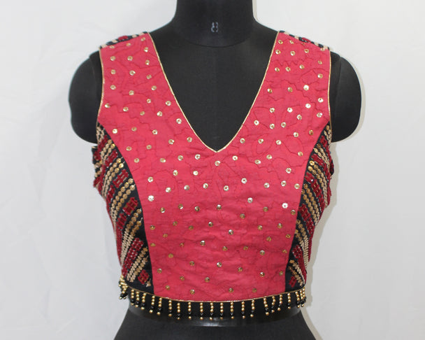 BLOUSE SLEEVELESS WITH HAND WORK EMBRODIARY