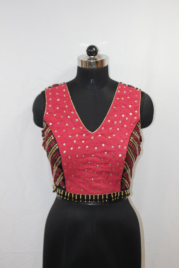 BLOUSE SLEEVELESS WITH HAND WORK EMBRODIARY