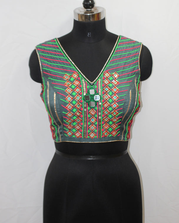 BLOUSE TOP SLEEVE LESS WITH HAND WORK ALL OVER