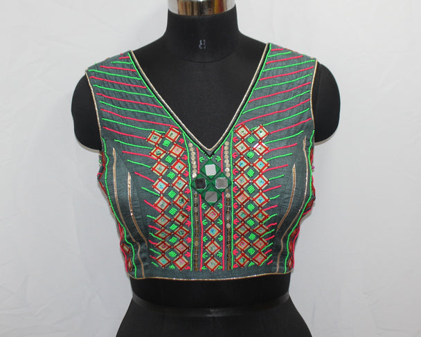 BLOUSE TOP SLEEVE LESS WITH HAND WORK ALL OVER
