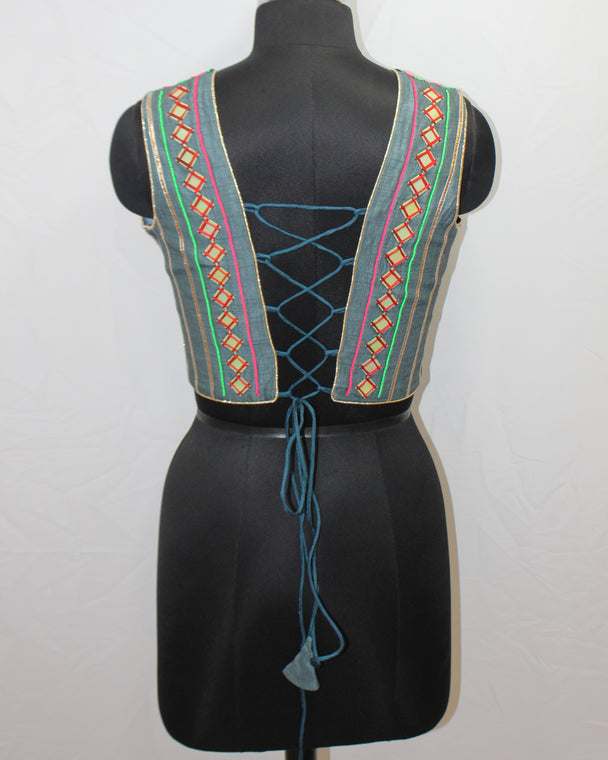 BLOUSE TOP SLEEVE LESS WITH HAND WORK ALL OVER