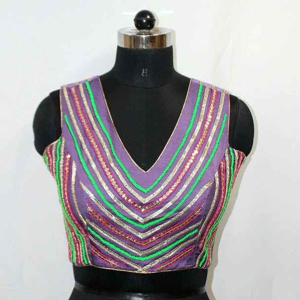 SLEEVE LESS BLOUSE WITH HAND WORK