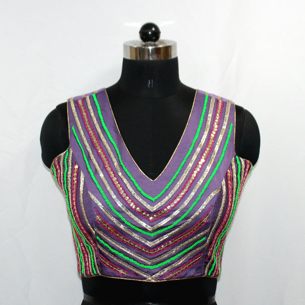 SLEEVE LESS BLOUSE WITH HAND WORK