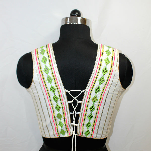 BLOUSE TOP SLEEVE LESS WITH HAND WORK