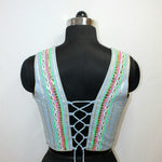 Designer Sleeveless Blouse with All-Over Oyster Work - image 2