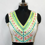Designer Hand Embroidered Sleeveless Blouse Top - LABEL KAVITA