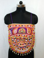 Navratri Kutchi Hand Work Blouse Top with Shoulder Straps - LABEL KAVITA