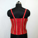 Red Sleeveless Long Choli Top with Chest Hand Work - image 2
