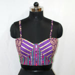 Deep Purple Shoulder Strap Blouse with Lace Work - LABEL KAVITA