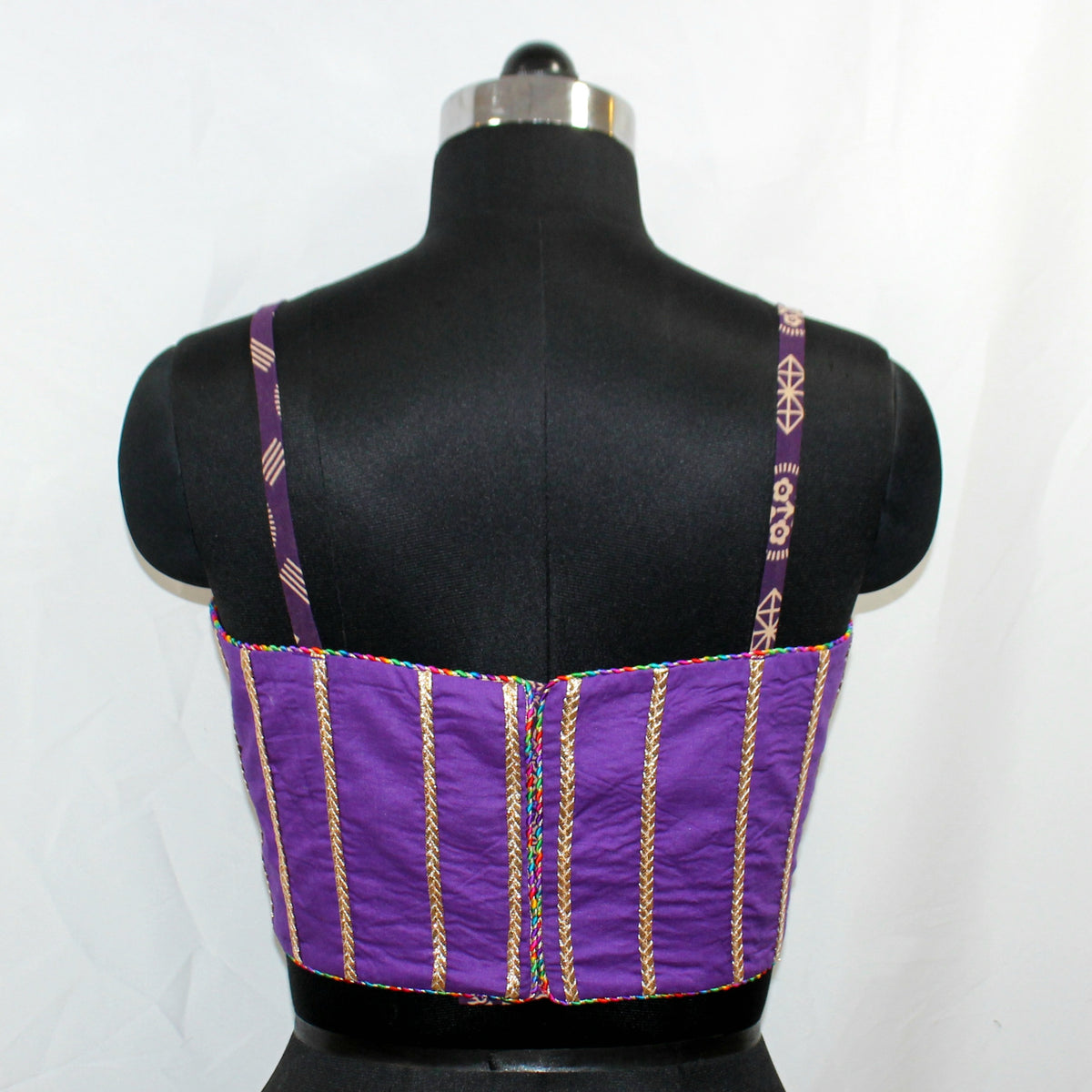Deep Purple Shoulder Strap Blouse with Lace Work - image 2