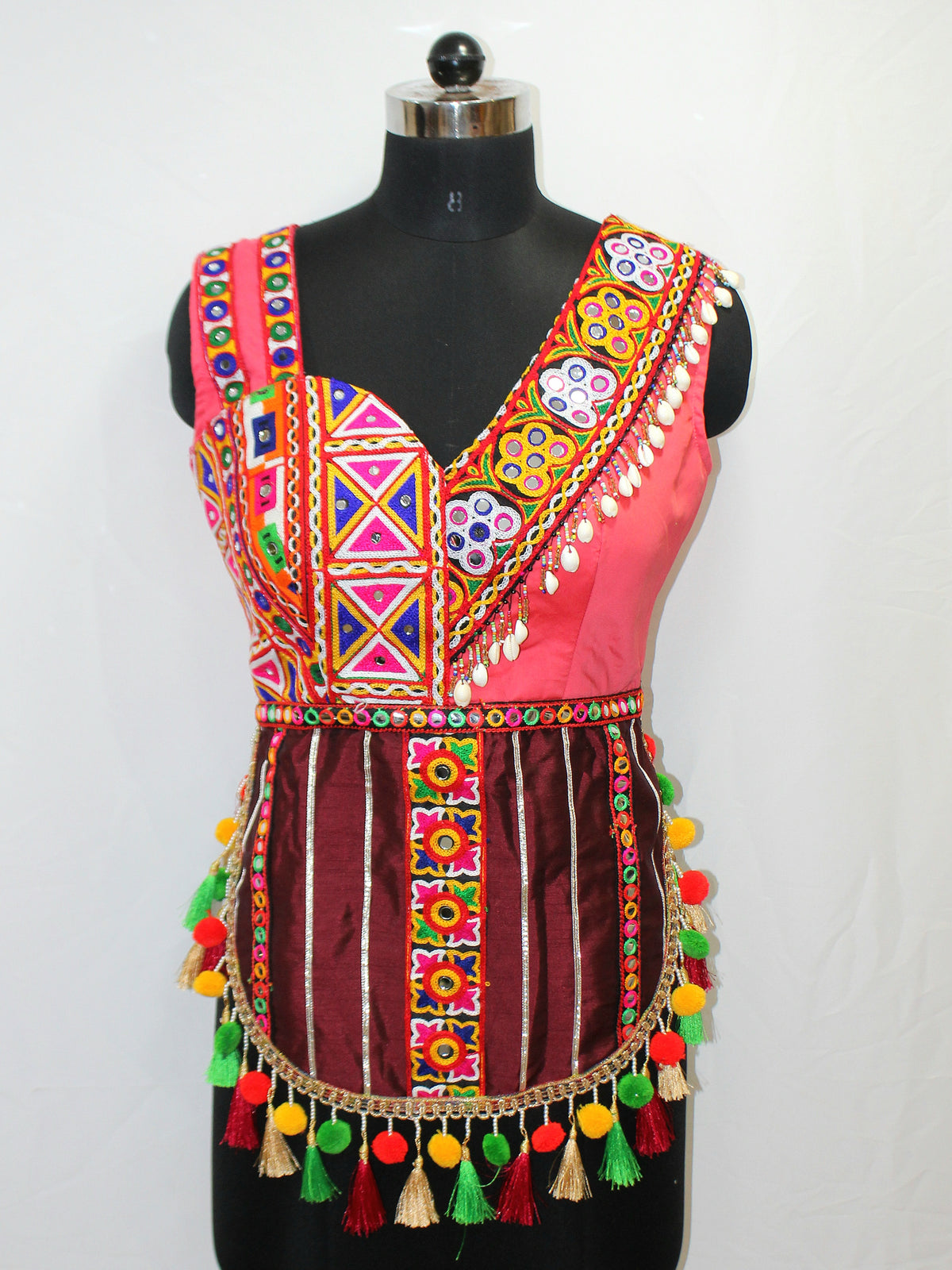 Pink Long Sleeveless Blouse Top for Navratri - LABEL KAVITA