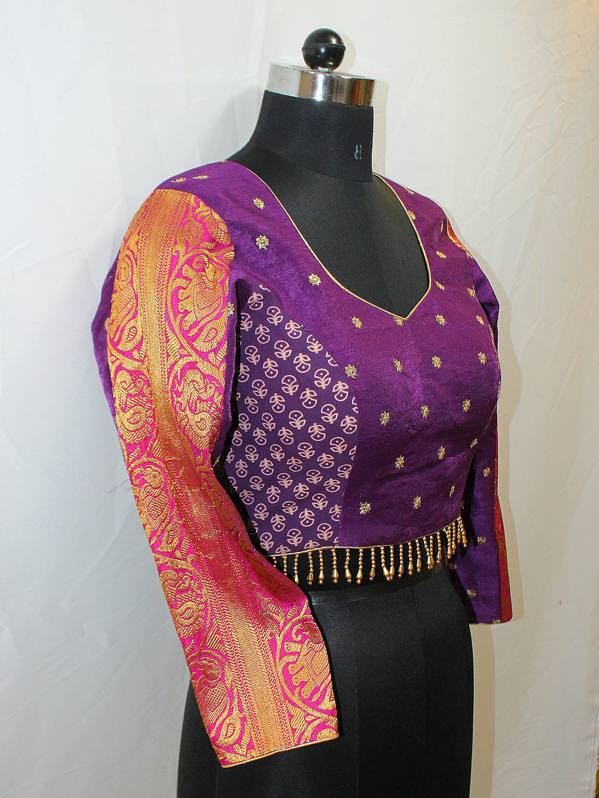 Purple Full Sleeve Blouse in Pure Brocade Fabric - image 2