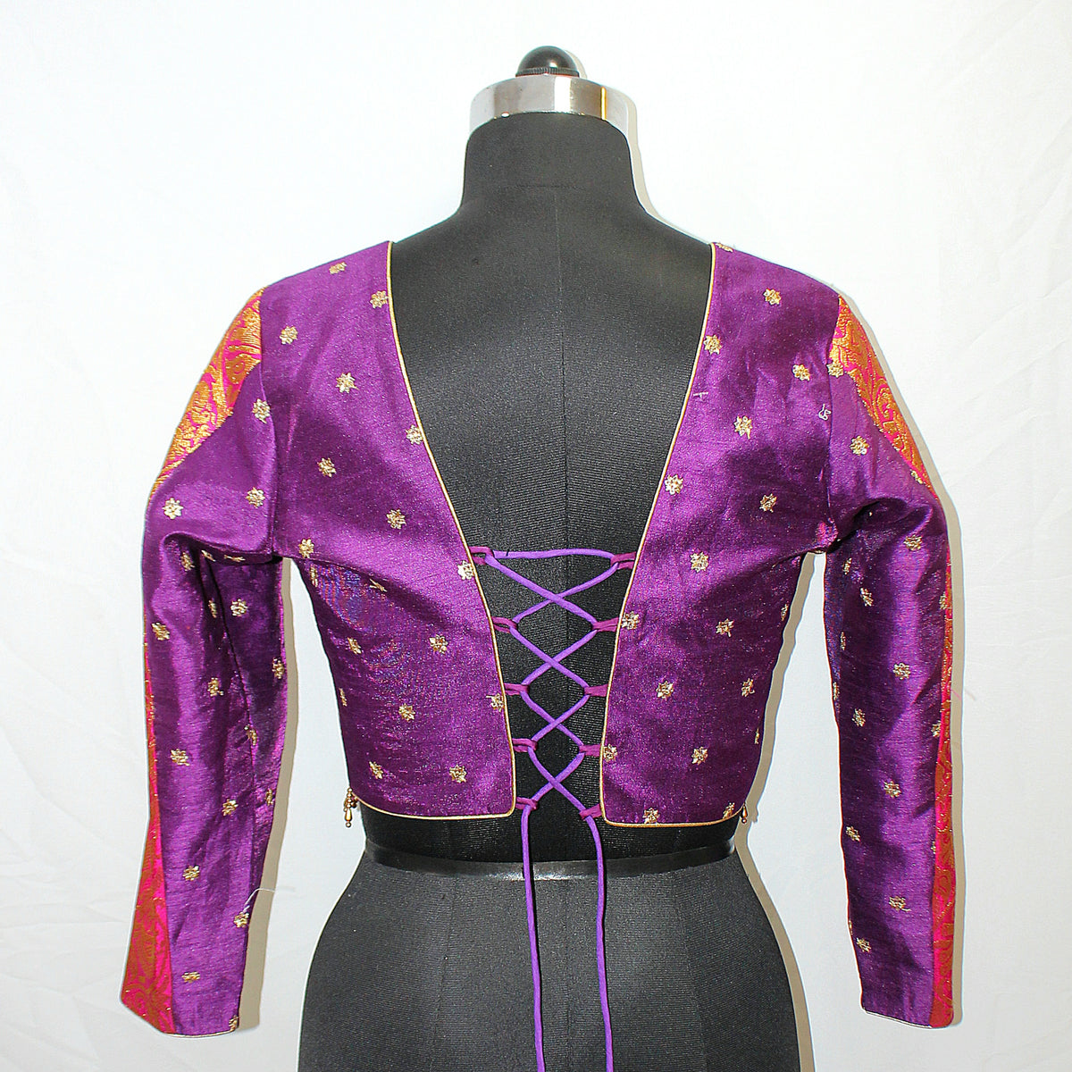 Purple Full Sleeve Blouse in Pure Brocade Fabric - image 3