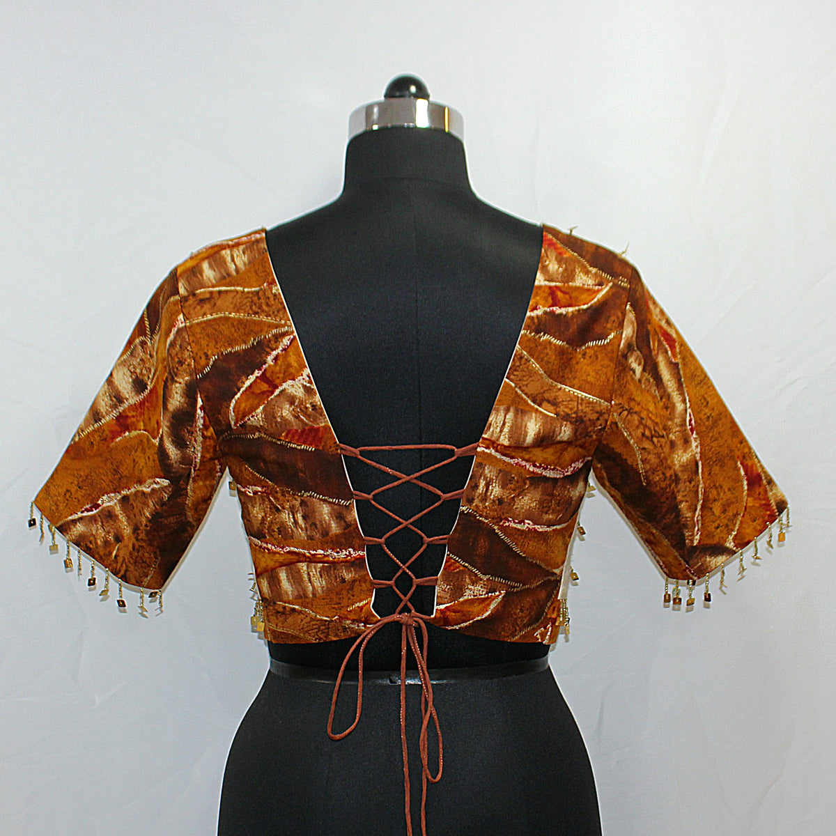 Two Tone Short Sleeve Navratri Blouse with Hand Work - image 2