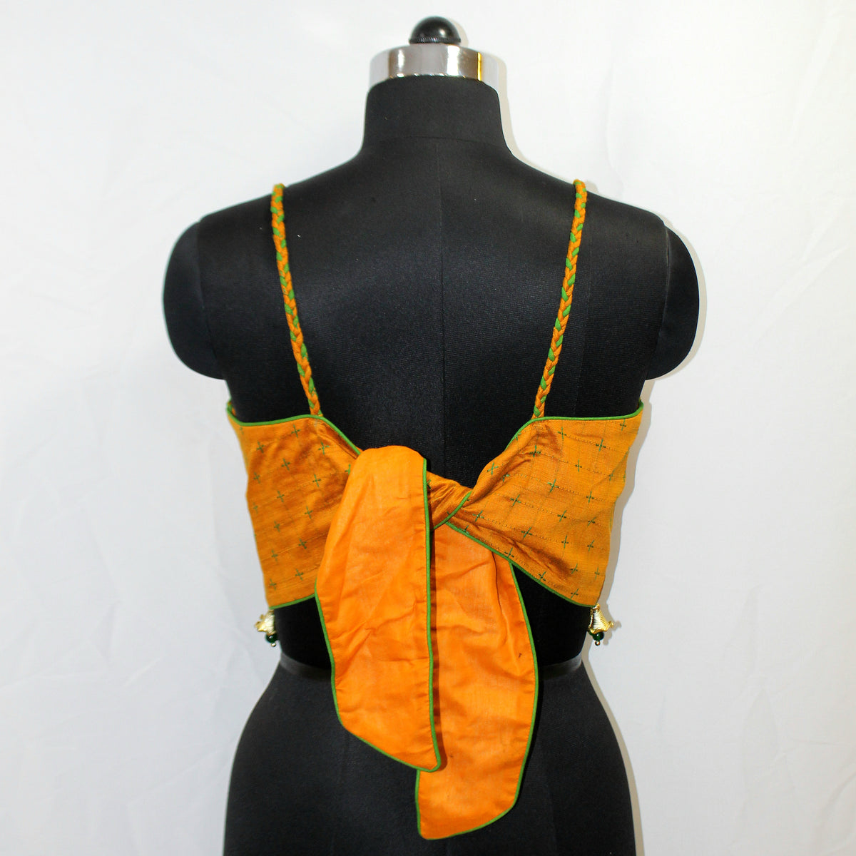Gold Sleeveless Blouse Top with Front Tassels for Navratri - image 2