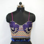 Shoulder Strap Choli with Hand Work & Stone Tassels - LABEL KAVITA