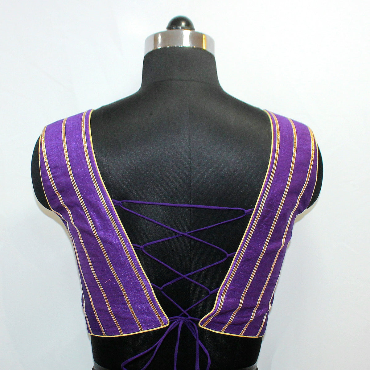 Navy Blue & Purple Blouse Top with Mirror & Hand Work - image 2