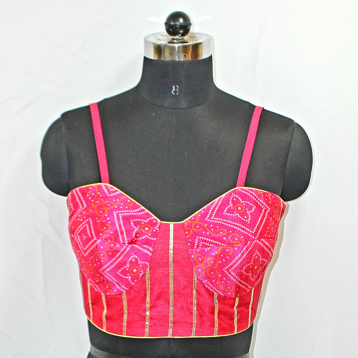 Rani Pink Silk Cotton Sleeveless Blouse - LABEL KAVITA