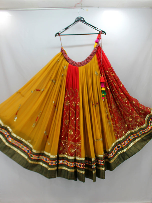 multicolour antique work lengha