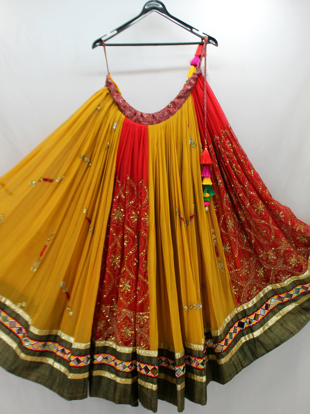 multicolour antique work lengha