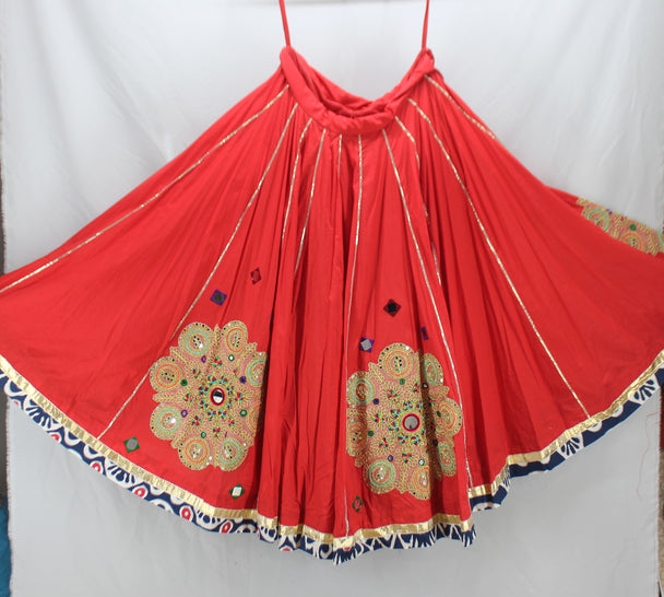 pure red lengha with gold work