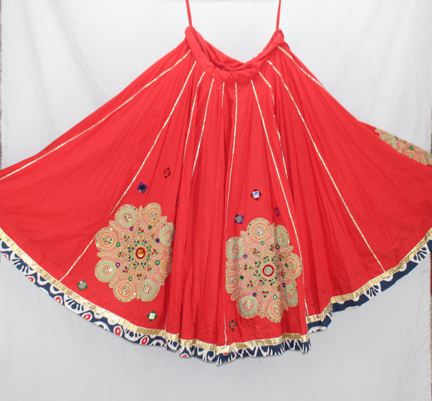 pure red lengha with gold work