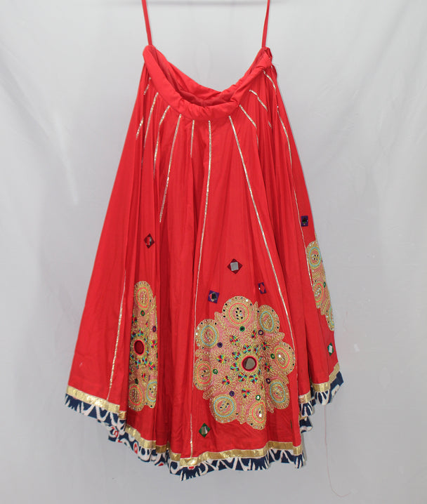 pure red lengha with gold work
