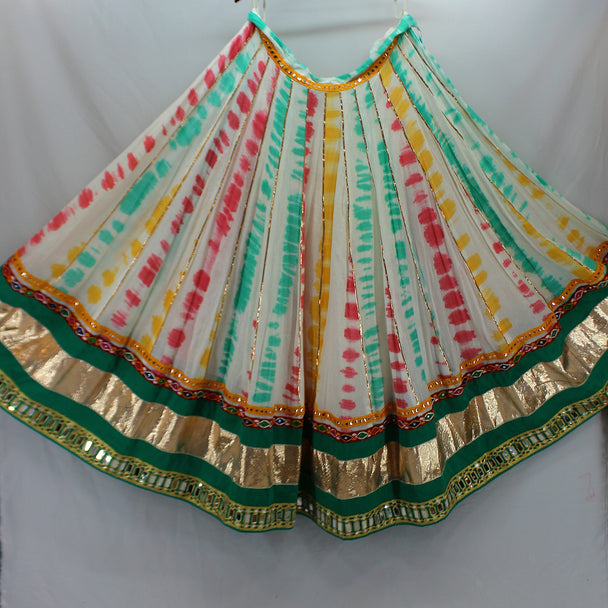 colourful shade with mirror and lace lengha