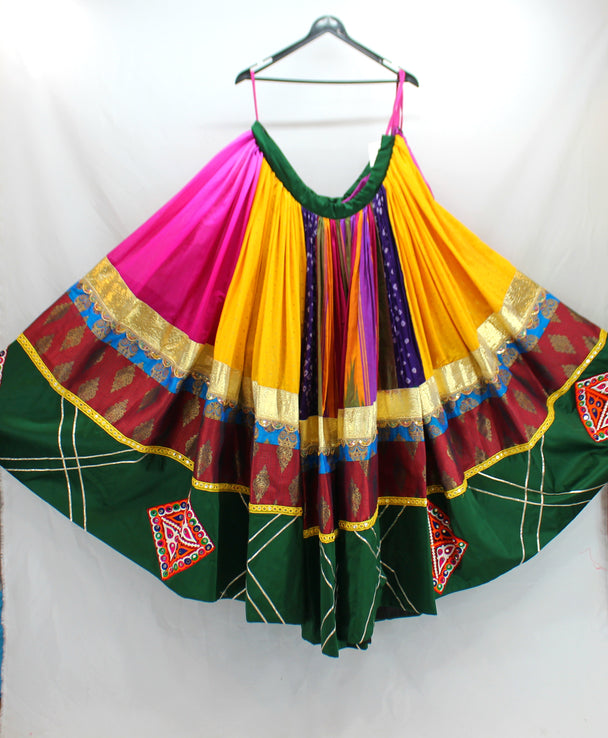 multicolour silk hand work lengha