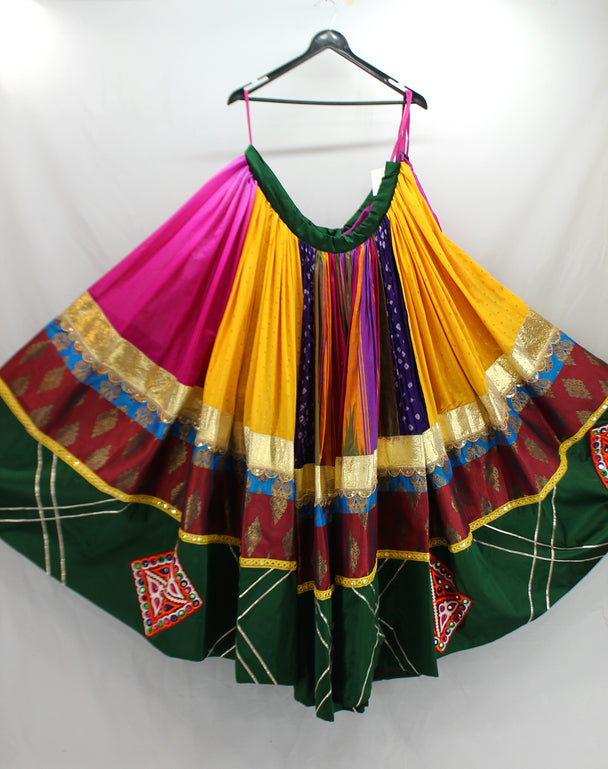 multicolour silk hand work lengha