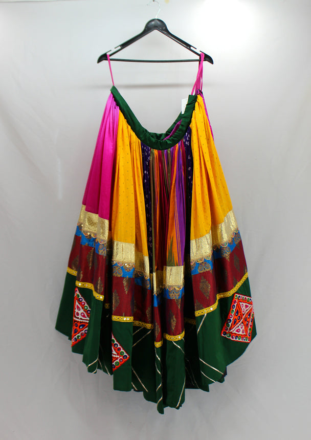 multicolour silk hand work lengha
