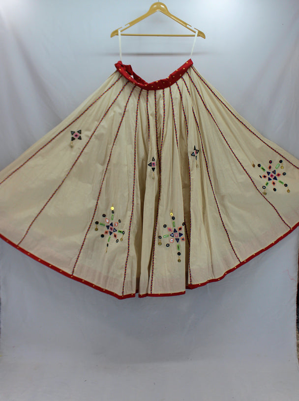 cream cotton lengha hand work pure