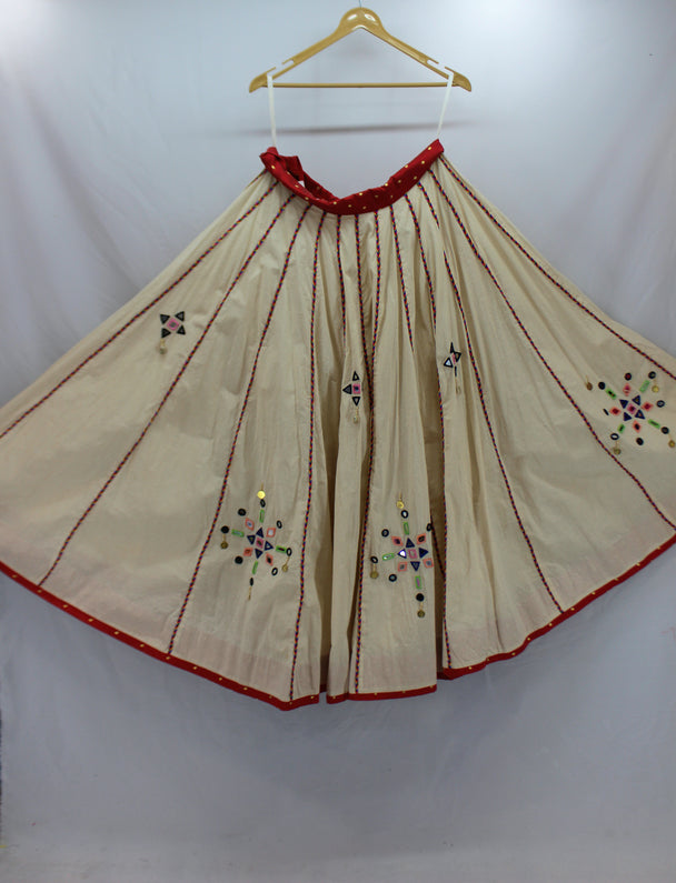 cream cotton lengha hand work pure