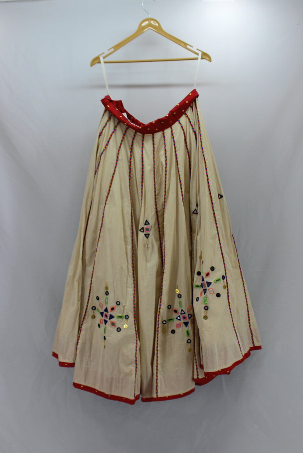 cream cotton lengha hand work pure