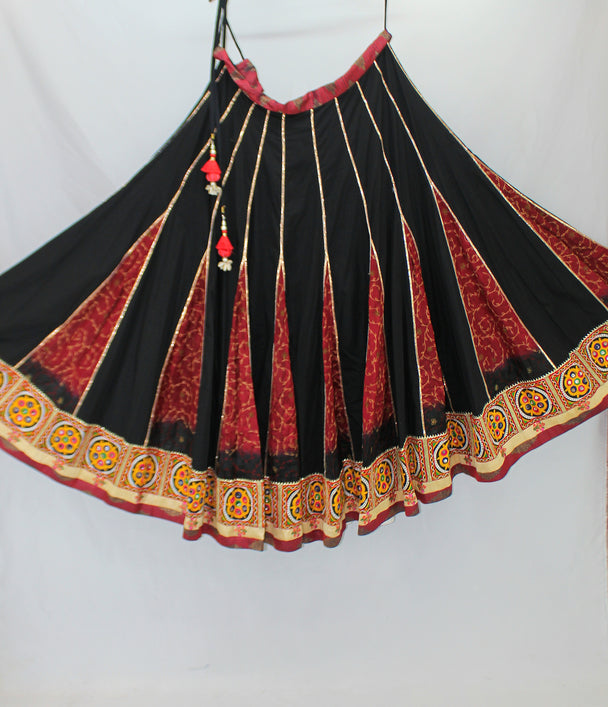 lengha with black and red kali with work
