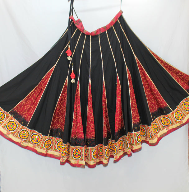 lengha with black and red kali with work