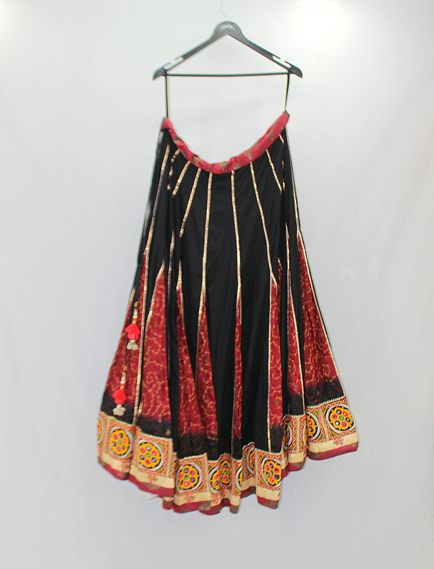 lengha with black and red kali with work