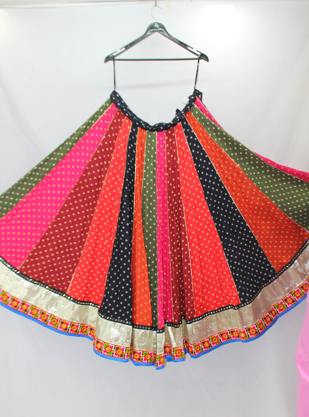 lengha multi colour with ancient print